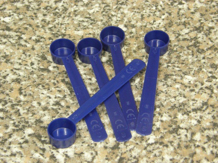 5 Messlöffel 1,75 ml. aus Polystyrol
